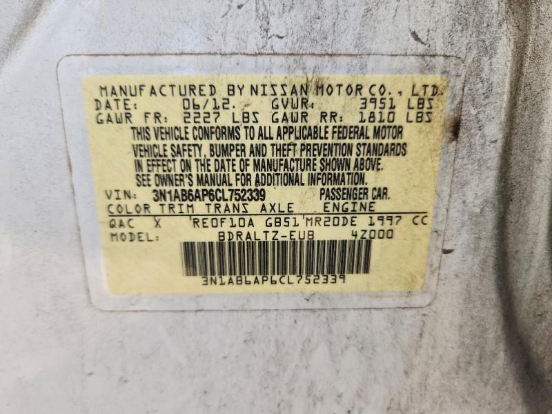Aukcja sprzedaży 2012 Nissan Sentra, vin: 3N1AB6AP6CL752339, numer aukcji: 63898446