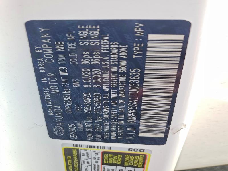 66797076 :رقم المزاد ، KM8RK5SA1TU033635 vin ، 2026 Hyundai Palisade مزاد بيع