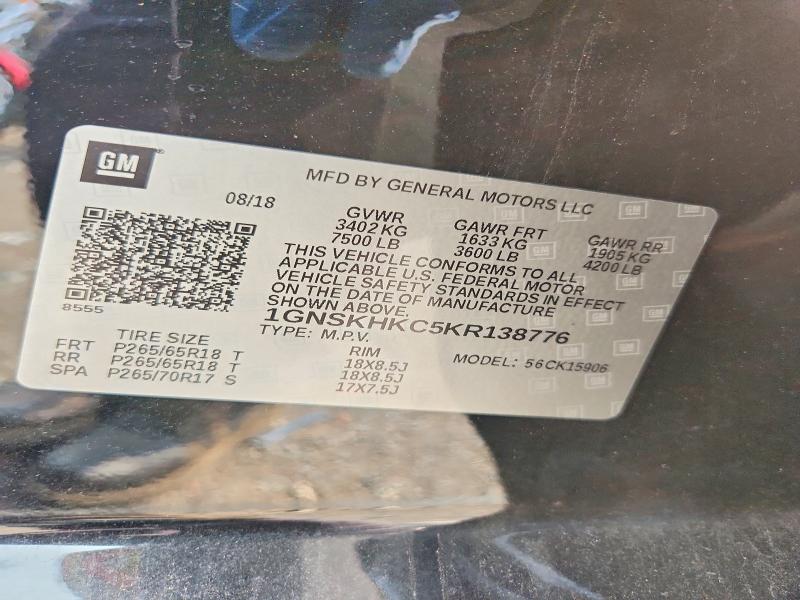 Aukcja sprzedaży 2019 Chevrolet Suburban, vin: 1GNSKHKC5KR138776, numer aukcji: 63445626