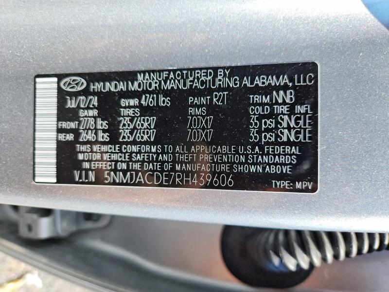 Продажа на аукционе авто 2024 Hyundai Tucson, vin: 5NMJACDE7RH439606, номер лота: 63910066