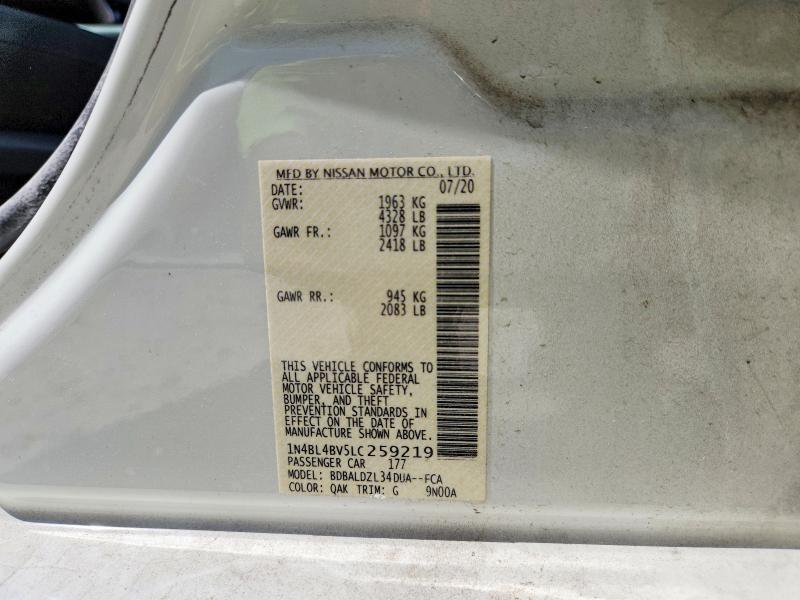 2020 Nissan Altima მანქანა იყიდება აუქციონზე, vin: 1N4BL4BV5LC259219, აუქციონის ნომერი: 63679876