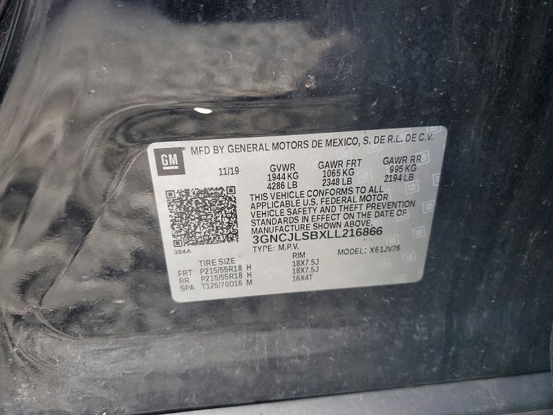 Продаж на аукціоні авто 2020 Chevrolet Trax, vin: 3GNCJLSBXLL216866, номер лоту: 66516996