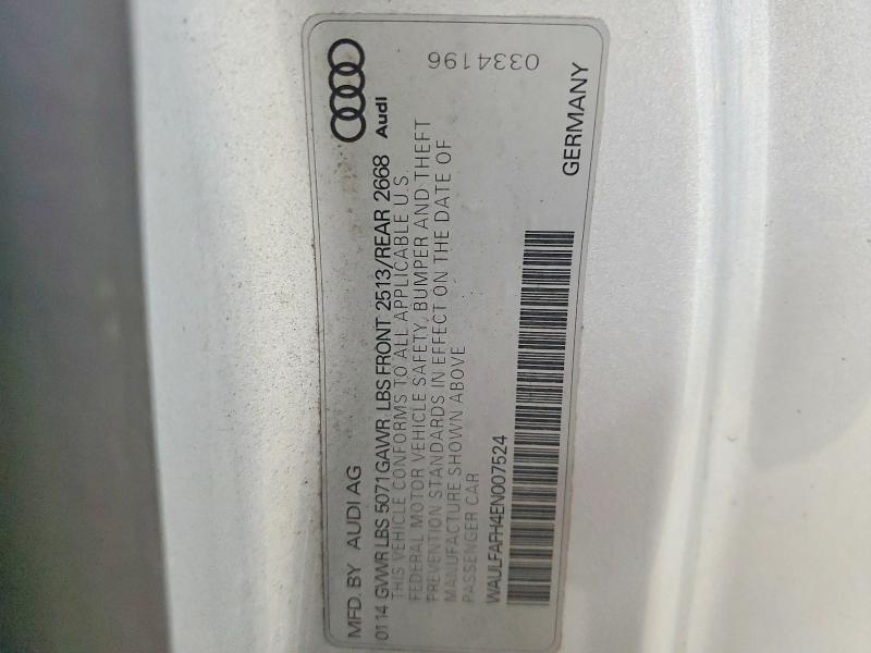 2014 Audi A5 მანქანა იყიდება აუქციონზე, vin: WAULFAFH4EN007524, აუქციონის ნომერი: 66983816