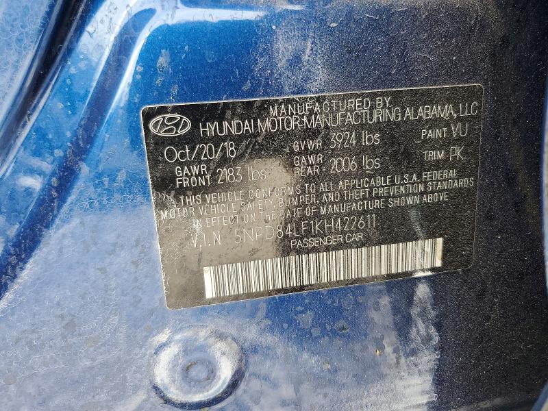 Продажа на аукционе авто 2019 Hyundai Elantra, vin: 5NPD84LF1KH422611, номер лота: 59321746