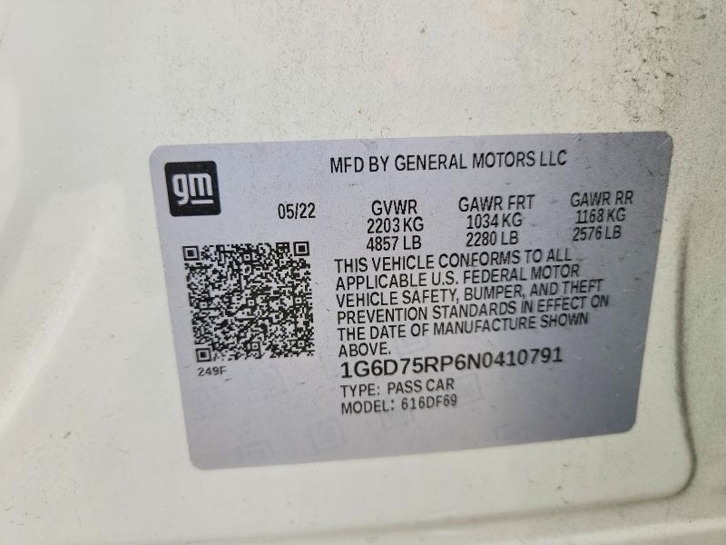 2022 Cadillac Ct4-v მანქანა იყიდება აუქციონზე, vin: 1G6D75RP6N0410791, აუქციონის ნომერი: 66892236