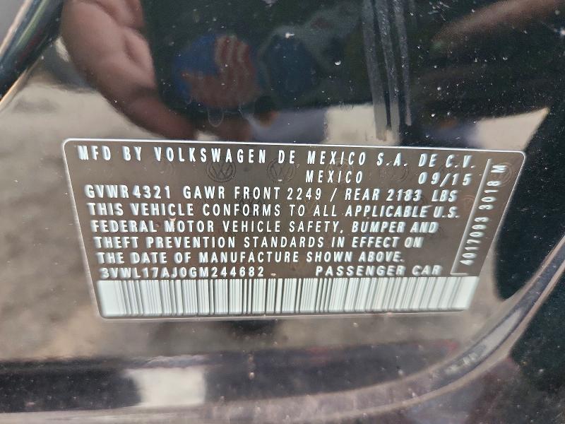 66379466 :رقم المزاد ، 3VWL17AJ0GM244682 vin ، 2016 Volkswagen Jetta مزاد بيع