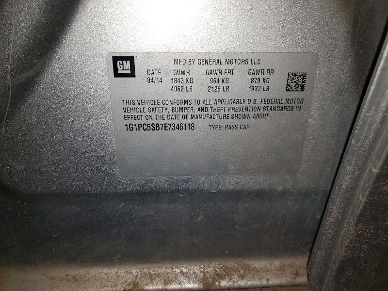 Продажа на аукционе авто 2014 Chevrolet Cruze, vin: 1G1PC5SB7E7346118, номер лота: 64693446