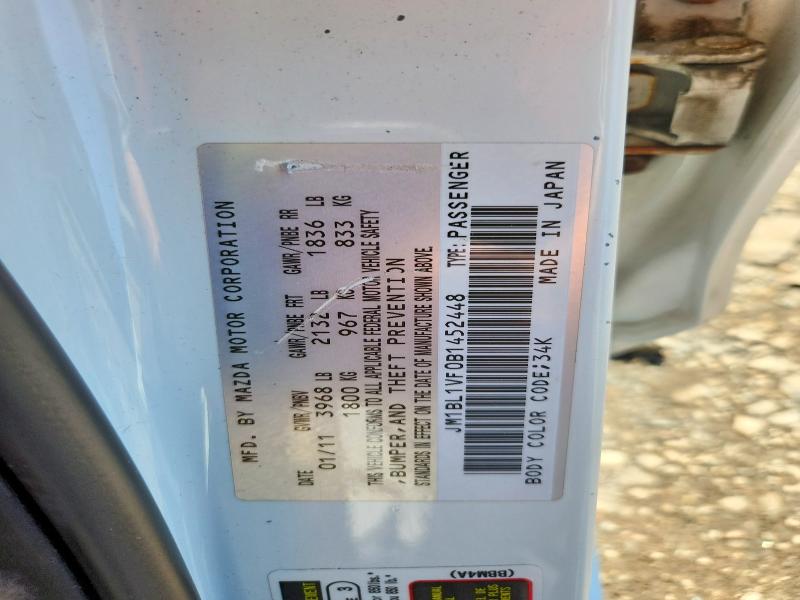 63885886 :رقم المزاد ، JM1BL1VF0B1452448 vin ، 2011 Mazda 3 مزاد بيع