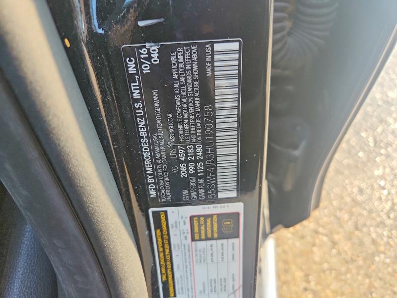 Aukcja sprzedaży 2017 Mercedes-benz C, vin: 55SWF4JB3HU190758, numer aukcji: 66225016
