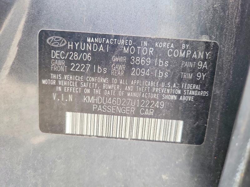 66028896 :رقم المزاد ، KMHDU46D27U122249 vin ، 2007 Hyundai Elantra مزاد بيع