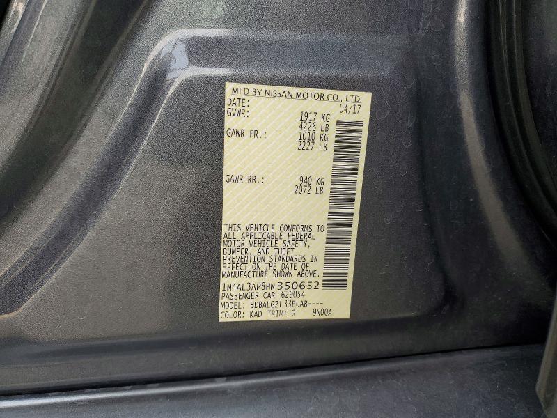 2017 Nissan Altima მანქანა იყიდება აუქციონზე, vin: 1N4AL3AP8HN350652, აუქციონის ნომერი: 64486356