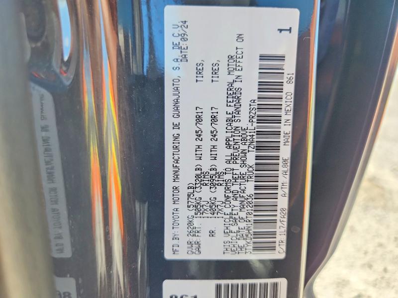 67068806 :رقم المزاد ، 3TYKD5HN1RT012036 vin ، 2024 Toyota Tacoma مزاد بيع