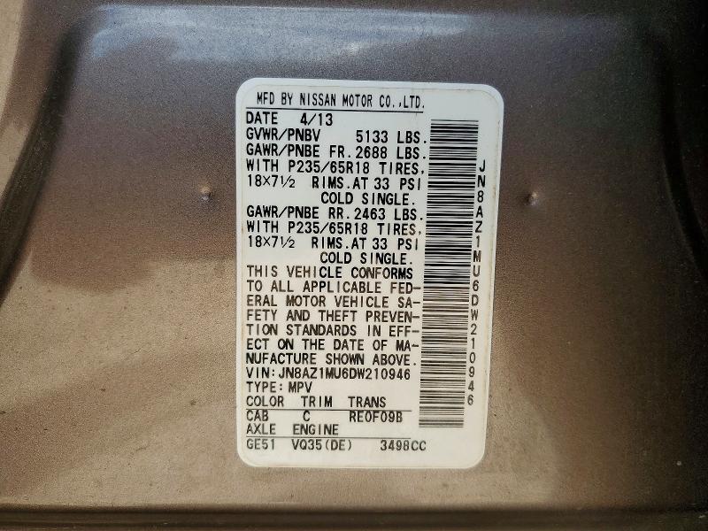 Продаж на аукціоні авто 2013 Nissan Murano, vin: JN8AZ1MU6DW210946, номер лоту: 63573386