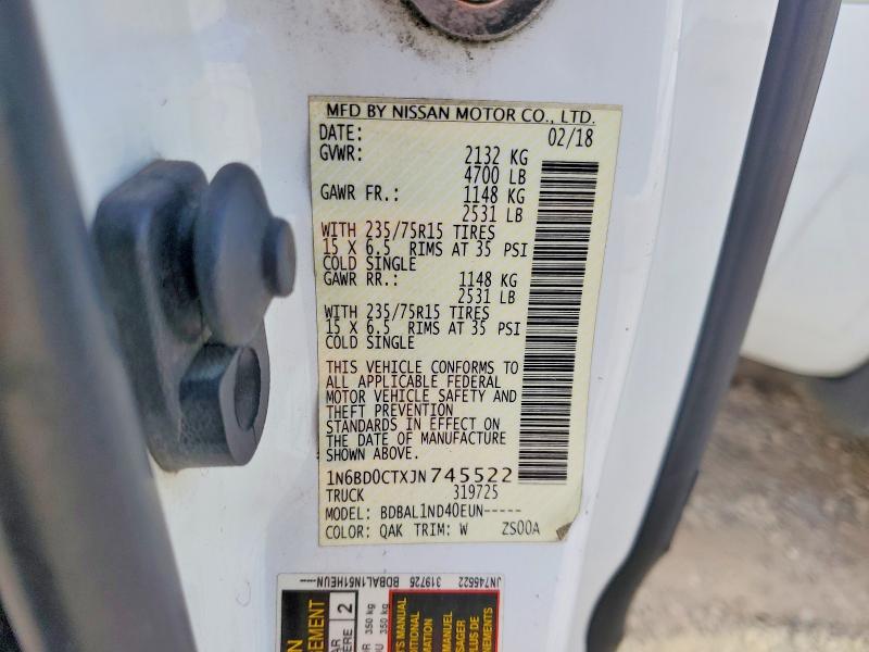 2018 Nissan Frontier მანქანა იყიდება აუქციონზე, vin: 1N6BD0CTXJN745522, აუქციონის ნომერი: 67192366