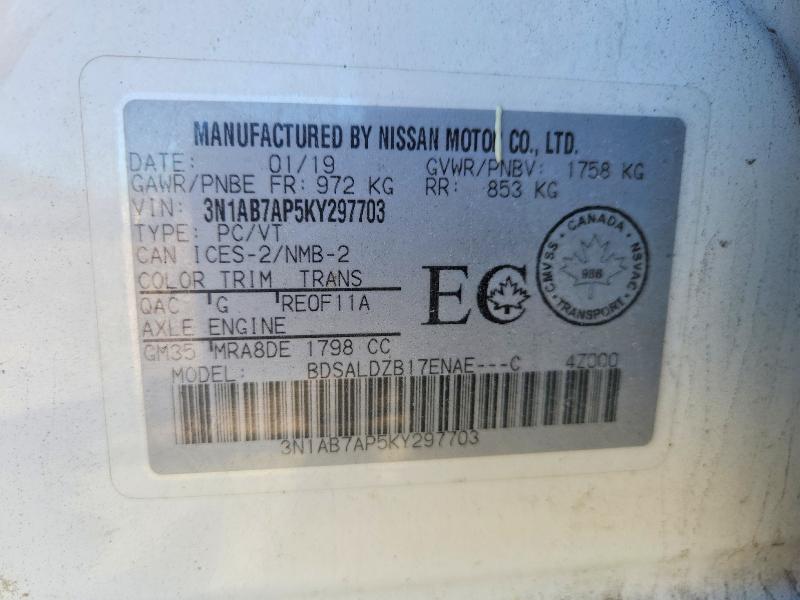 Aukcja sprzedaży 2019 Nissan Sentra, vin: 3N1AB7AP5KY297703, numer aukcji: 64487106
