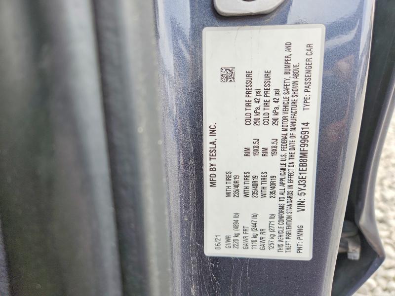 66415956 :رقم المزاد ، 5YJ3E1EB8MF996914 vin ، 2021 Tesla Model 3 مزاد بيع