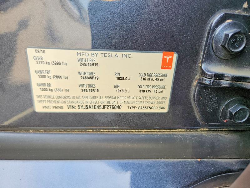 Продажа на аукционе авто 2018 Tesla Model S, vin: 5YJSA1E45JF276040, номер лота: 65276186