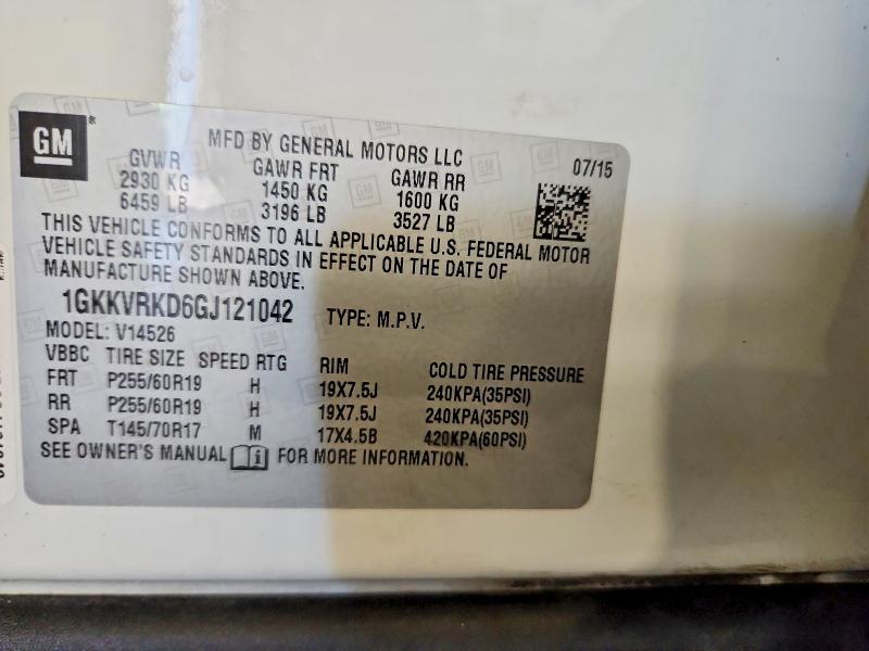 65583946 :رقم المزاد ، 1GKKVRKD6GJ121042 vin ، 2016 Gmc Acadia مزاد بيع