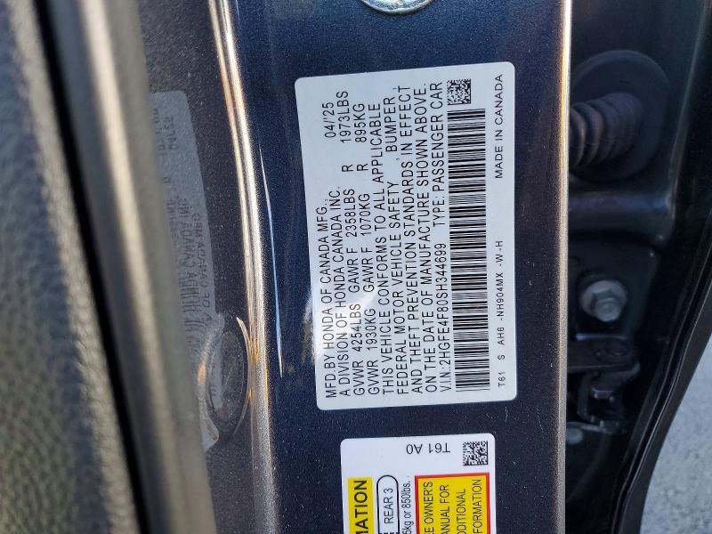 Продажа на аукционе авто 2025 Honda Civic, vin: 2HGFE4F80SH344699, номер лота: 65601416