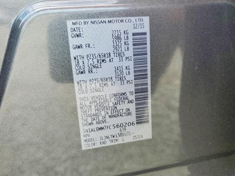 Продаж на аукціоні авто 2015 Infiniti Qx60, vin: 5N1AL0MM7FC560206, номер лоту: 64475126