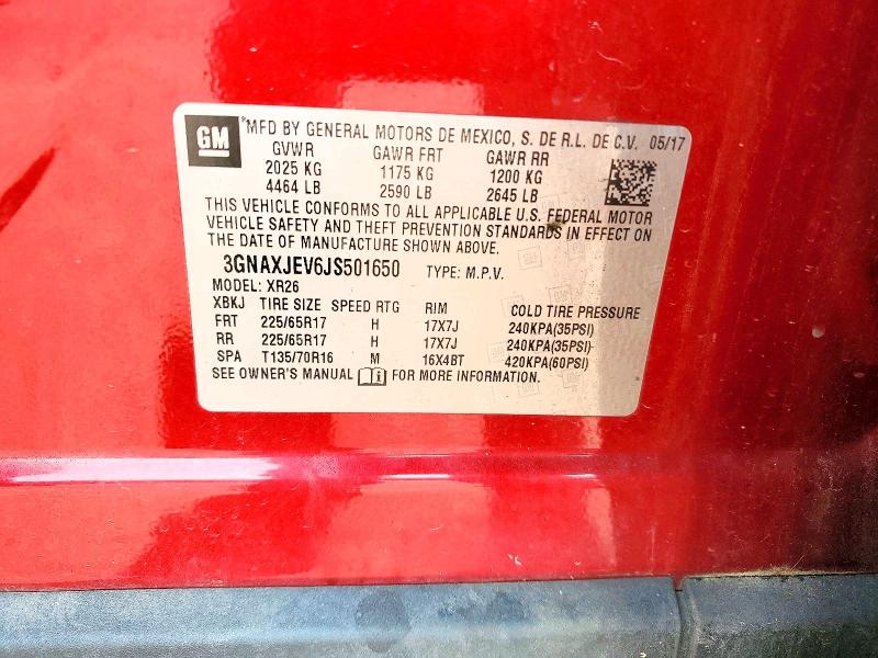 2018 Chevrolet Equinox მანქანა იყიდება აუქციონზე, vin: 3GNAXJEV6JS501650, აუქციონის ნომერი: 66173446