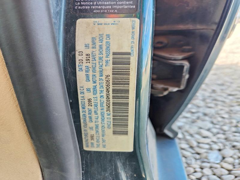 2004 Volkswagen Jetta მანქანა იყიდება აუქციონზე, vin: 3VWSE69MX4M060676, აუქციონის ნომერი: 66826706