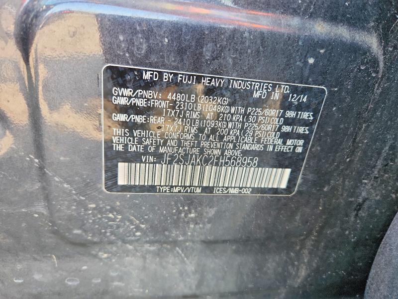 Продажа на аукционе авто 2015 Subaru Forester, vin: JF2SJAKC2FH568958, номер лота: 64499296