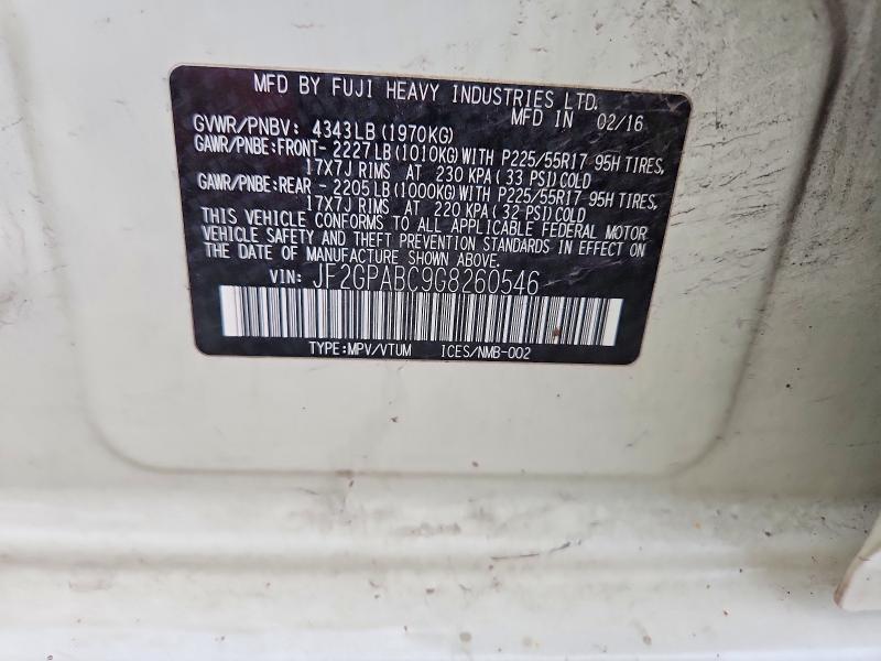 Aukcja sprzedaży 2016 Subaru Crosstrek, vin: JF2GPABC9G8260546, numer aukcji: 64948096