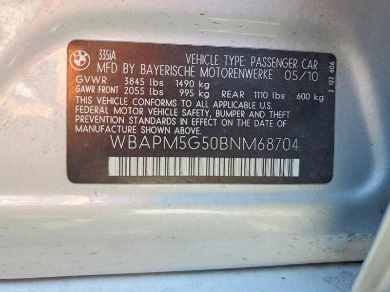 65910776 :رقم المزاد ، WBAPM5G50BNM68704 vin ، 2011 Bmw 335 مزاد بيع