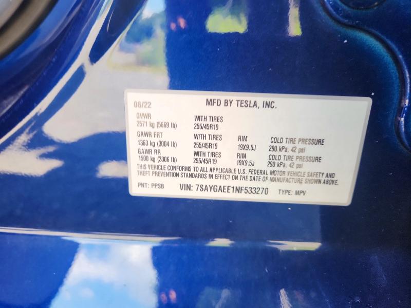 Aukcja sprzedaży 2022 Tesla Model Y, vin: 7SAYGAEE1NF533270, numer aukcji: 64391086