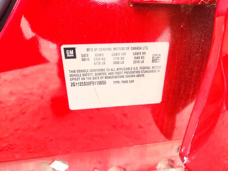 65709616 :رقم المزاد ، 2G1125S30F9119659 vin ، 2015 Chevrolet Impala مزاد بيع