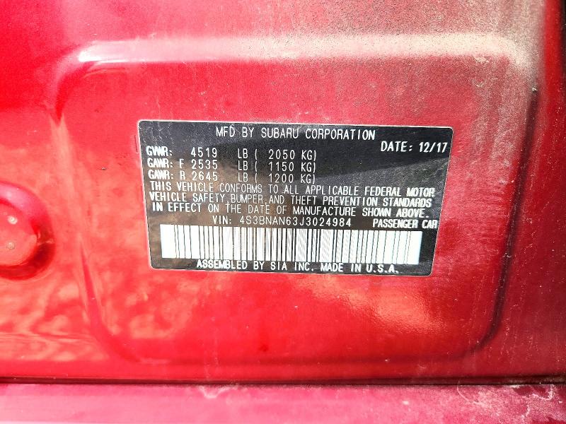 2018 Subaru Legacy მანქანა იყიდება აუქციონზე, vin: 4S3BNAN63J3024984, აუქციონის ნომერი: 65604556