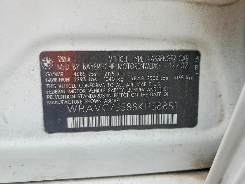 Aukcja sprzedaży 2008 Bmw 328, vin: WBAVC73588KP38851, numer aukcji: 65229606