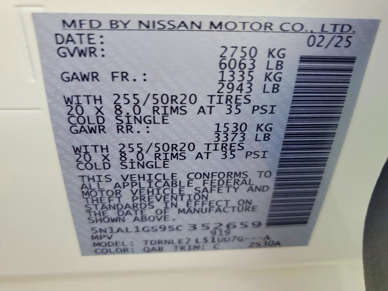 Продажа на аукционе авто 2025 Infiniti Qx60, vin: 5N1AL1GS9SC352659, номер лота: 66625936