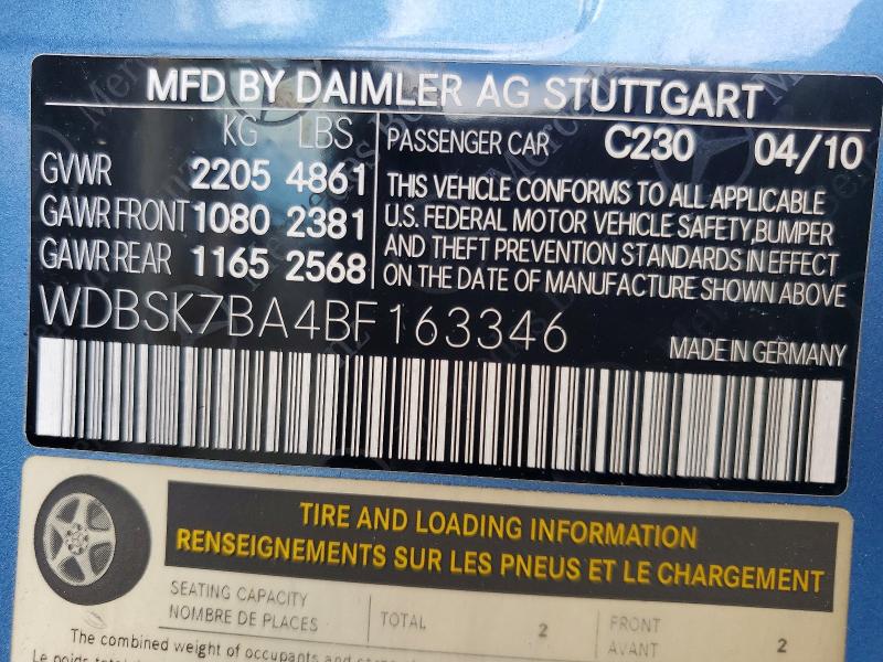 2011 Mercedes-benz Sl მანქანა იყიდება აუქციონზე, vin: WDBSK7BA4BF163346, აუქციონის ნომერი: 66945656