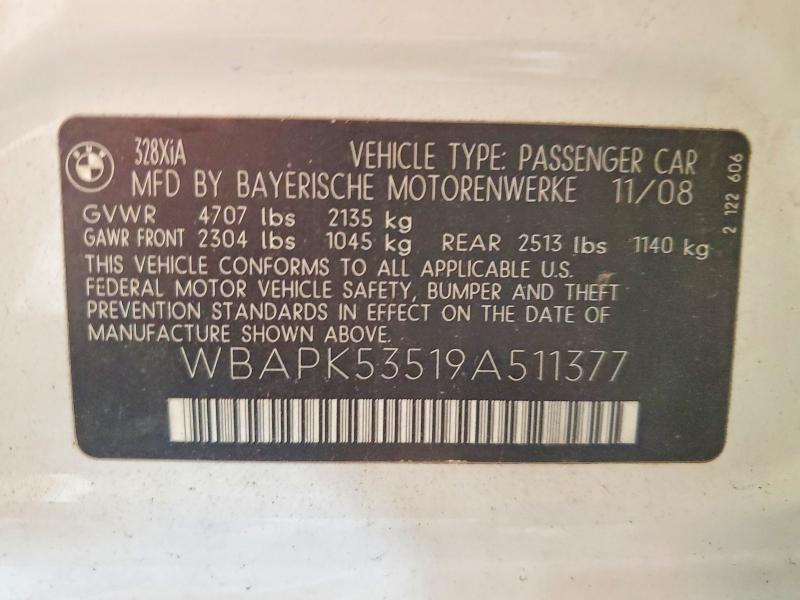 Продажа на аукционе авто 2009 Bmw 328, vin: WBAPK53519A511377, номер лота: 64040646