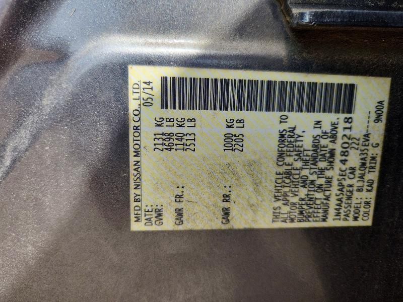 63349316 :رقم المزاد ، 1N4AA5AP5EC480218 vin ، 2014 Nissan Maxima مزاد بيع