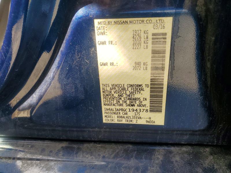 Aukcja sprzedaży 2016 Nissan Altima, vin: 1N4AL3AP8GC194378, numer aukcji: 66420196