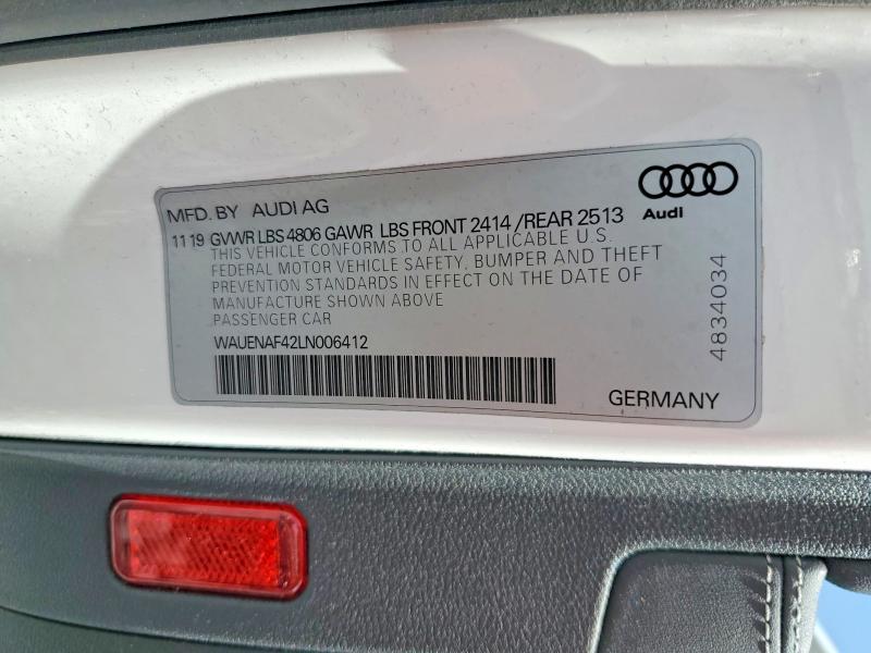 Продаж на аукціоні авто 2020 Audi A4, vin: WAUENAF42LN006412, номер лоту: 66642686