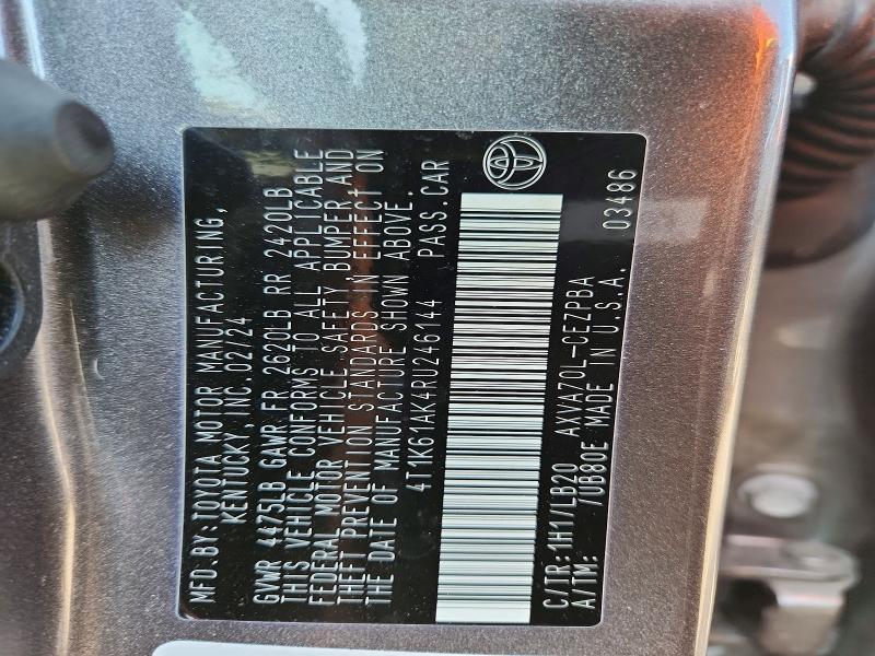 64208096 :رقم المزاد ، 4T1K61AK4RU246144 vin ، 2024 Toyota Camry مزاد بيع