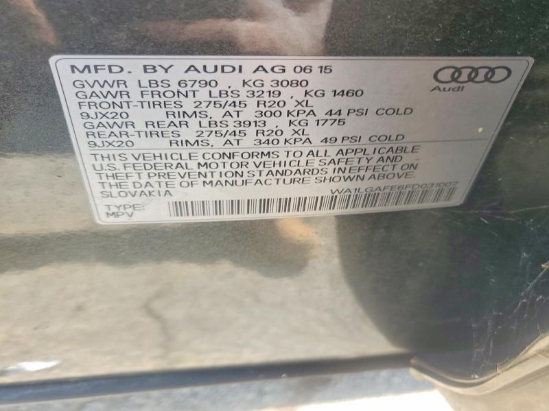 Aukcja sprzedaży 2015 Audi Q7, vin: WA1LGAFE6FD031007, numer aukcji: 66410036