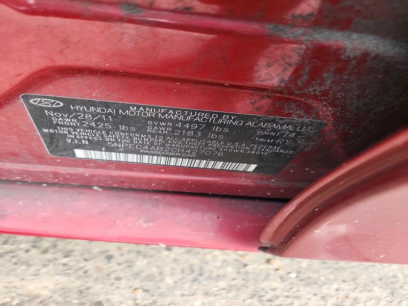 65342886 :رقم المزاد ، 5NPEC4AB2CH427076 vin ، 2012 Hyundai Sonata مزاد بيع