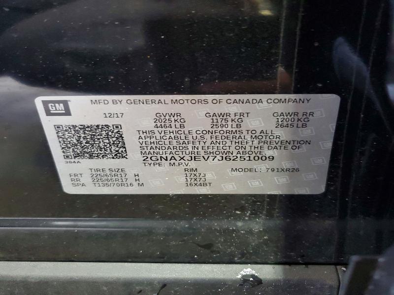 Продажа на аукционе авто 2018 Chevrolet Equinox, vin: 2GNAXJEV7J6251009, номер лота: 64208546