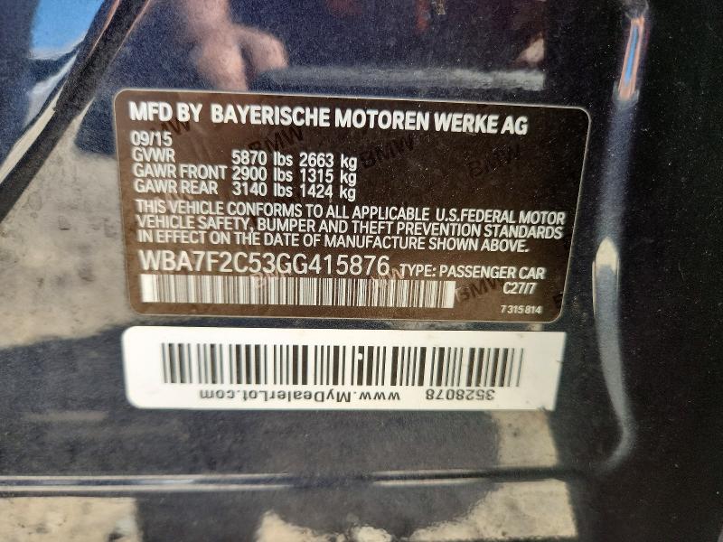 Продажа на аукционе авто 2016 Bmw 750, vin: WBA7F2C53GG415876, номер лота: 62016986