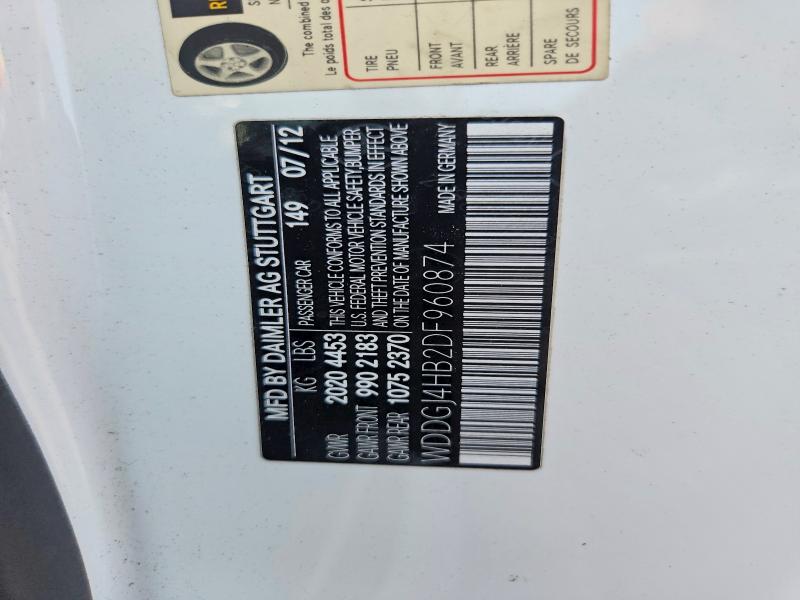 64019746 :رقم المزاد ، WDDGJ4HB2DF960874 vin ، 2013 Mercedes-benz C مزاد بيع
