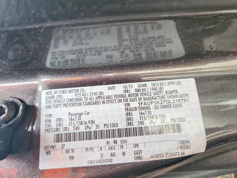Aukcja sprzedaży 2016 Ford Focus, vin: 1FADP3K27GL215791, numer aukcji: 65013176