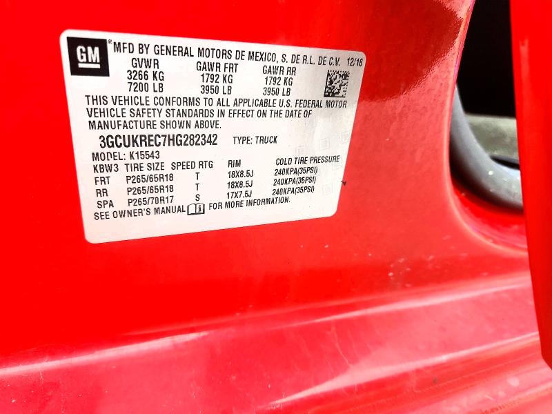 Aukcja sprzedaży 2017 Chevrolet Silverado, vin: 3GCUKREC7HG282342, numer aukcji: 64448576