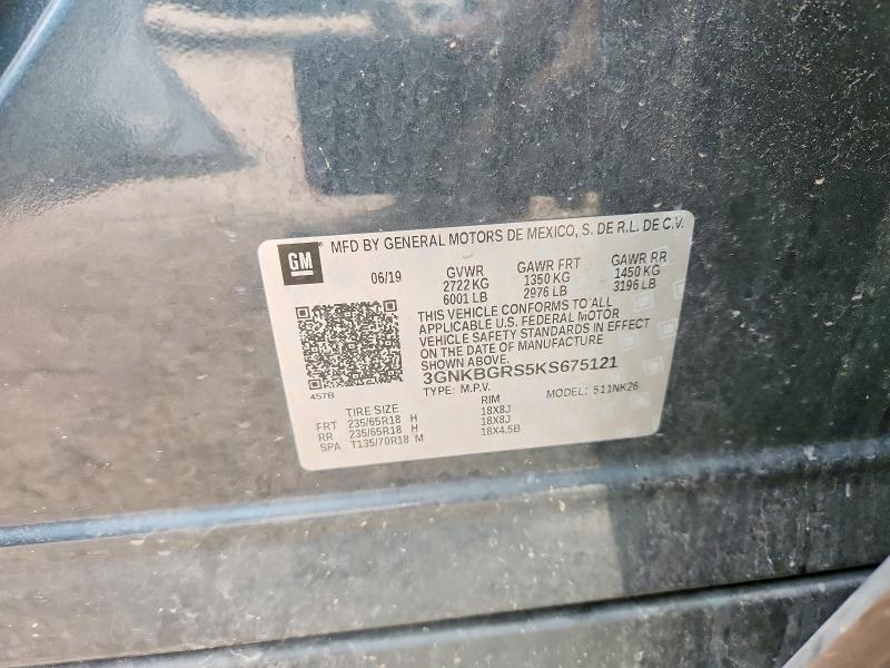 66210356 :رقم المزاد ، 3GNKBGRS5KS675121 vin ، 2019 Chevrolet Blazer مزاد بيع