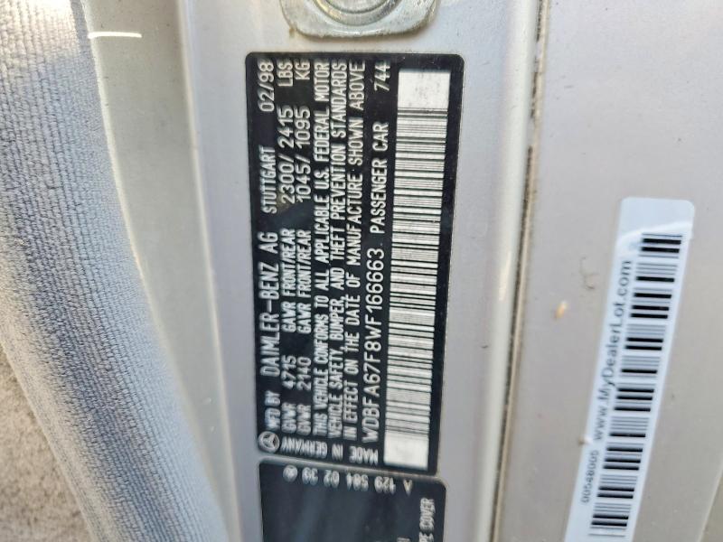 Продаж на аукціоні авто 1998 Mercedes-benz Sl, vin: WDBFA67F8WF166663, номер лоту: 65726656