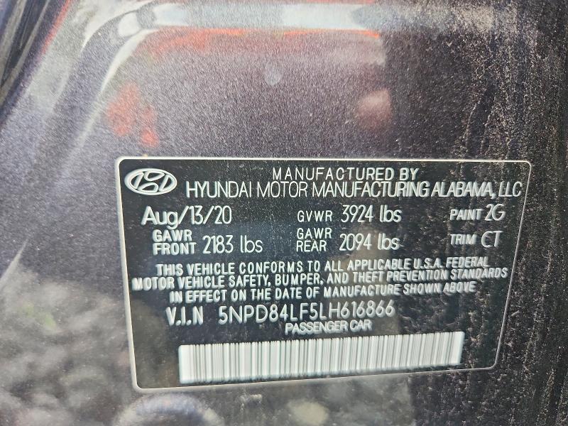67040796 :رقم المزاد ، 5NPD84LF5LH616866 vin ، 2020 Hyundai Elantra مزاد بيع